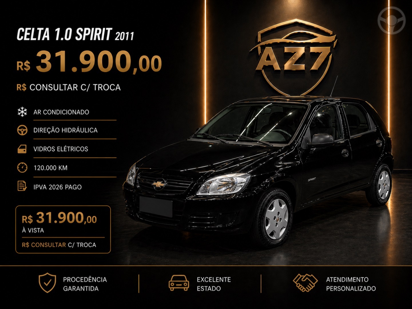 CELTA 1.0 MPFI VHCE SPIRIT 8V FLEX 4P MANUAL - 2011 - NOVO HAMBURGO