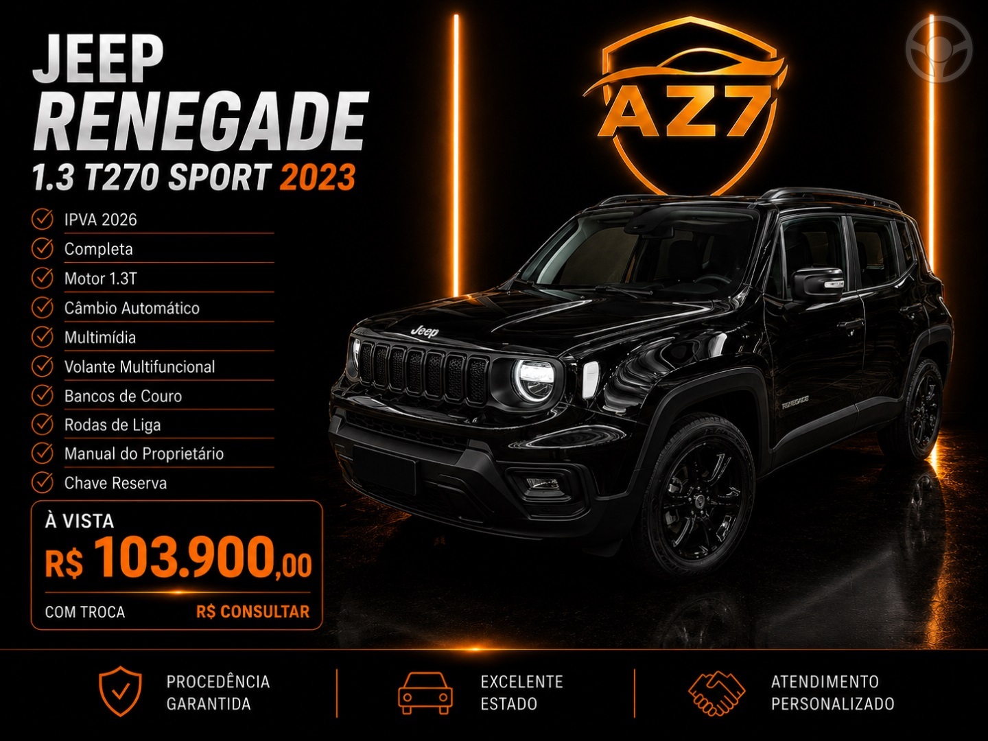 RENEGADE 1.3 T270 TURBO FLEX SPORT AT6 - 2023 - NOVO HAMBURGO