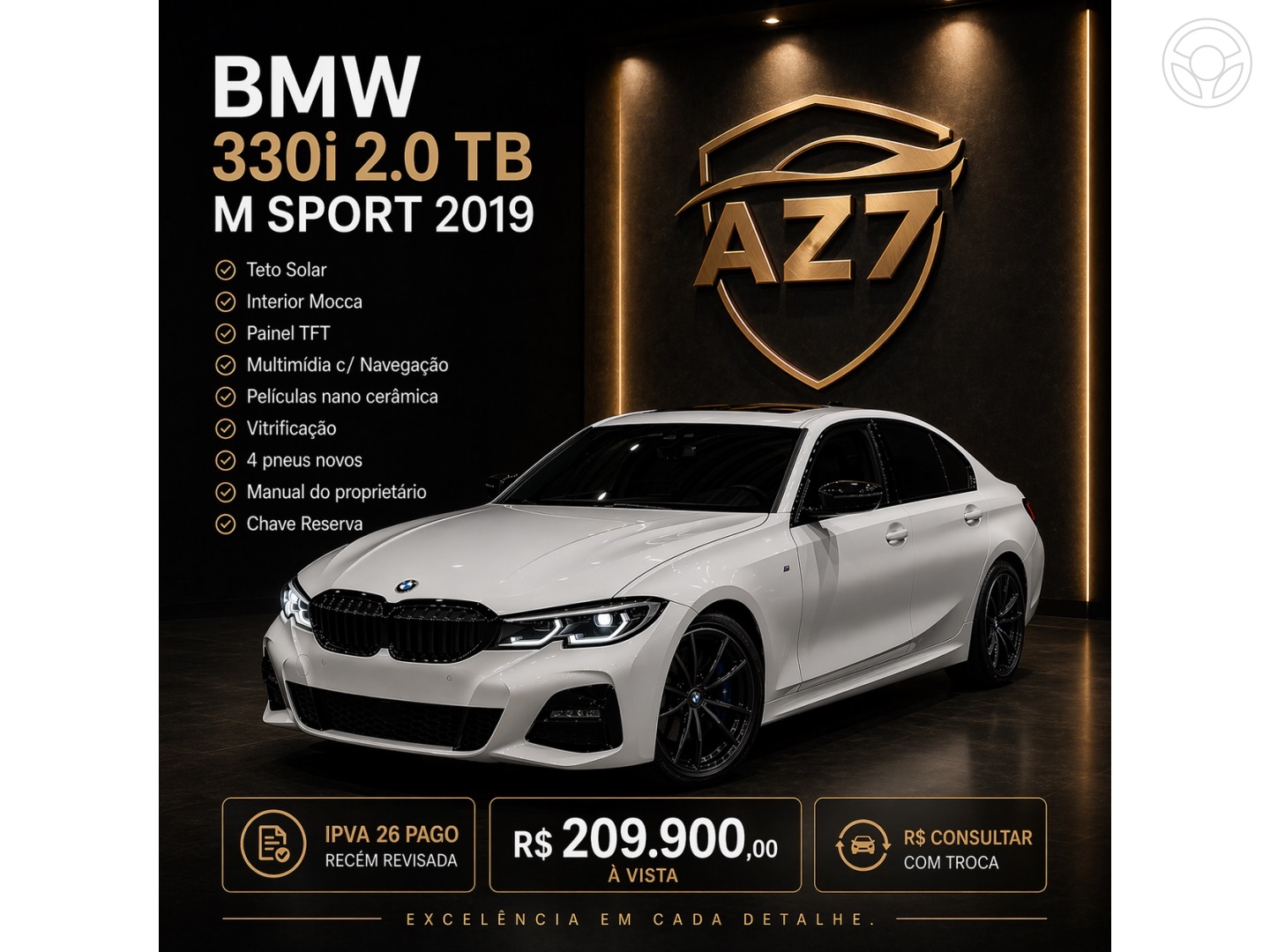 330I 2.0 16V TURBO M SPORT AUTOMÁTICO - 2019 - NOVO HAMBURGO
