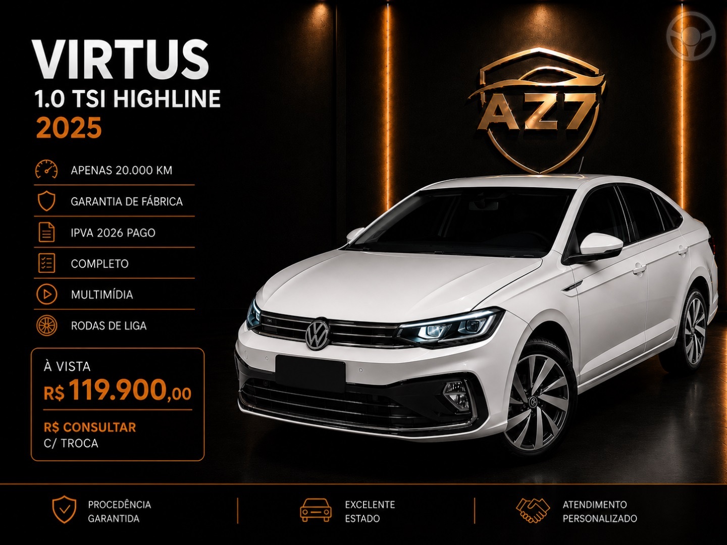 VIRTUS 1.0 200 TSI HIGHLINE AUTOMÁTICO - 2025 - NOVO HAMBURGO