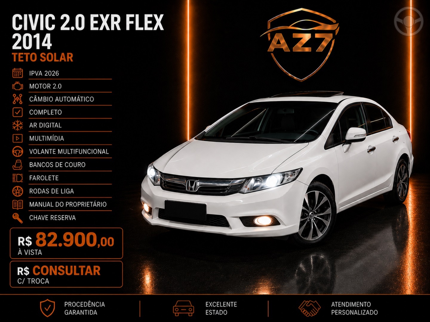 CIVIC 2.0 EXR 16V FLEX 4P AUTOMÁTICO - 2014 - NOVO HAMBURGO