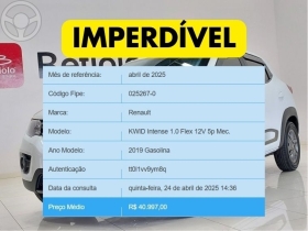 kwid 1.0 12v sce flex intense manual 2019 caxias do sul
