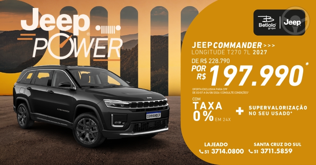 COMMANDER 1.3 LONGITUDE T270 16V 4X2 TURBO FLEX 4P AUTOMÁTICO - 2027 - LAJEADO