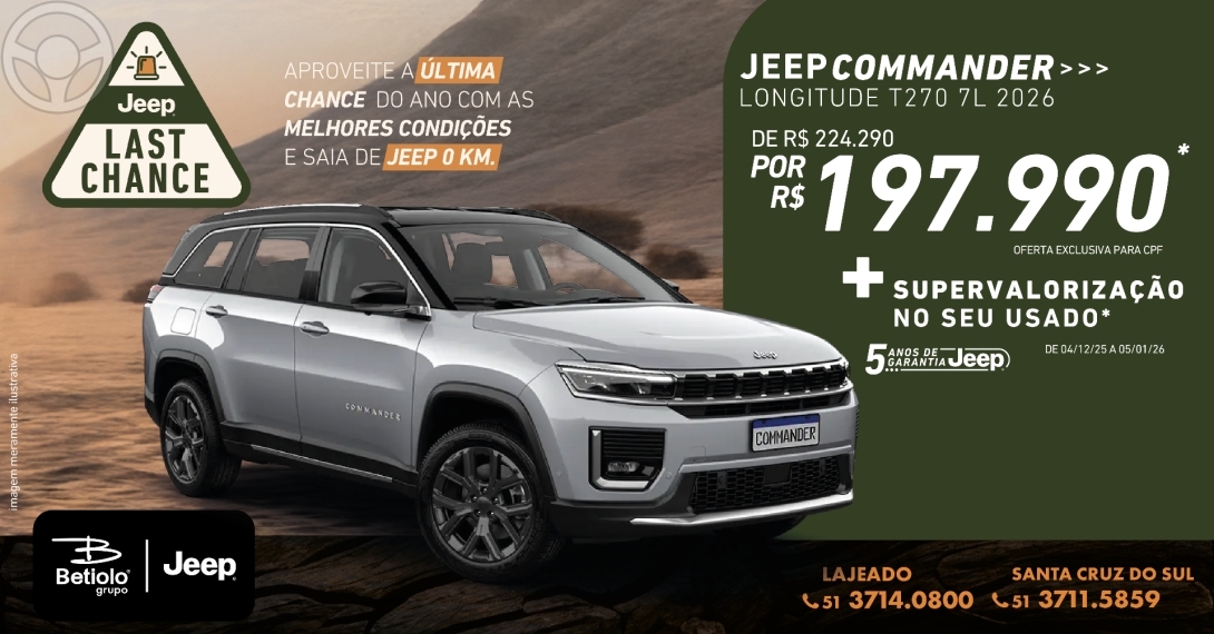 COMMANDER 1.3 LONGITUDE T270 16V 4X2 TURBO FLEX 4P AUTOMÁTICO - 2026 - LAJEADO