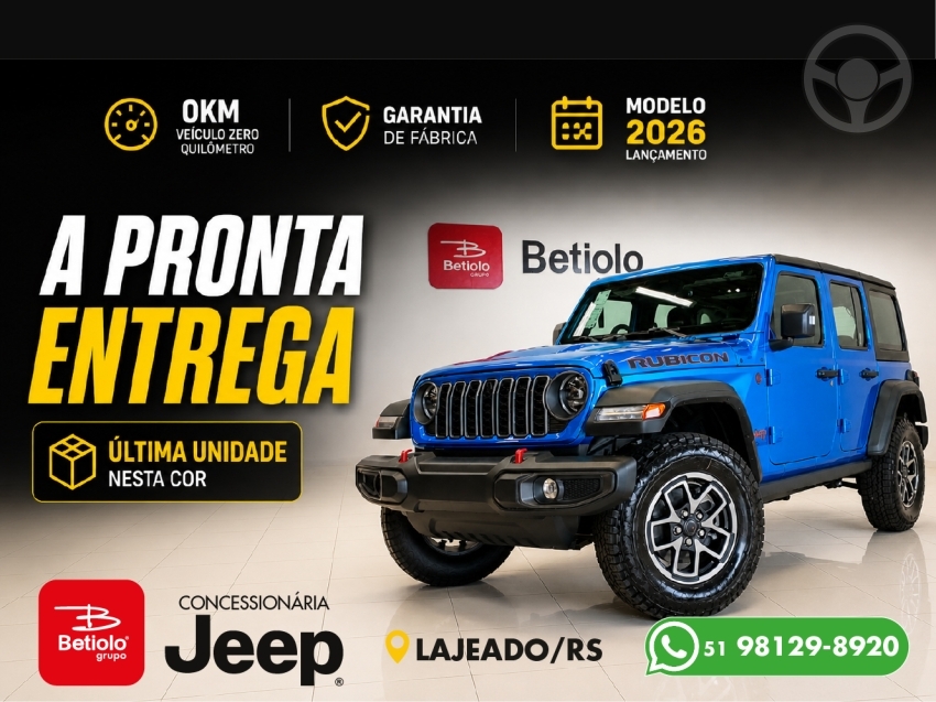WRANGLER 2.0 RUBICON 4X4 AT8 16V 4P AUTOMÁTICO - 2026 - LAJEADO
