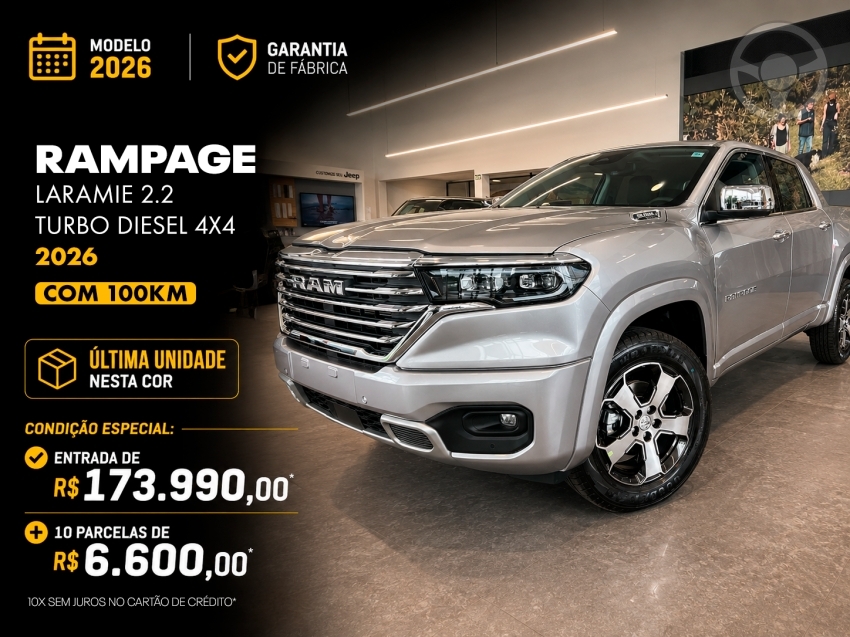 RAMPAGE 2.2 LARAMIE 4X4 TURBO DIESEL 4P AUTOMÁTICO - 2026 - LAJEADO