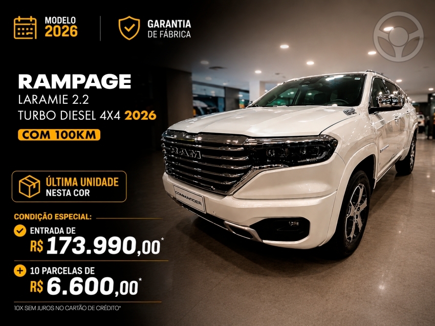 RAMPAGE 2.0 LARAMIE 4X4 TURBO DIESEL 4P AUTOMÁTICO - 2026 - LAJEADO