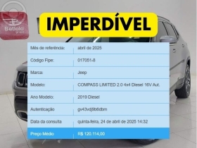 compass 2.0 16v diesel limited 4x4 automatico 2019 lajeado
