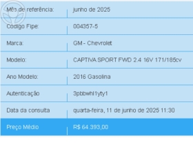 captiva 3.0 sfi awd v6 24v 4p automatico 2016 lajeado