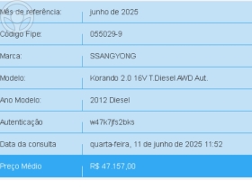 korando 2.0 gl 4x4 16v turbo diesel 4p automatico 2012 lajeado