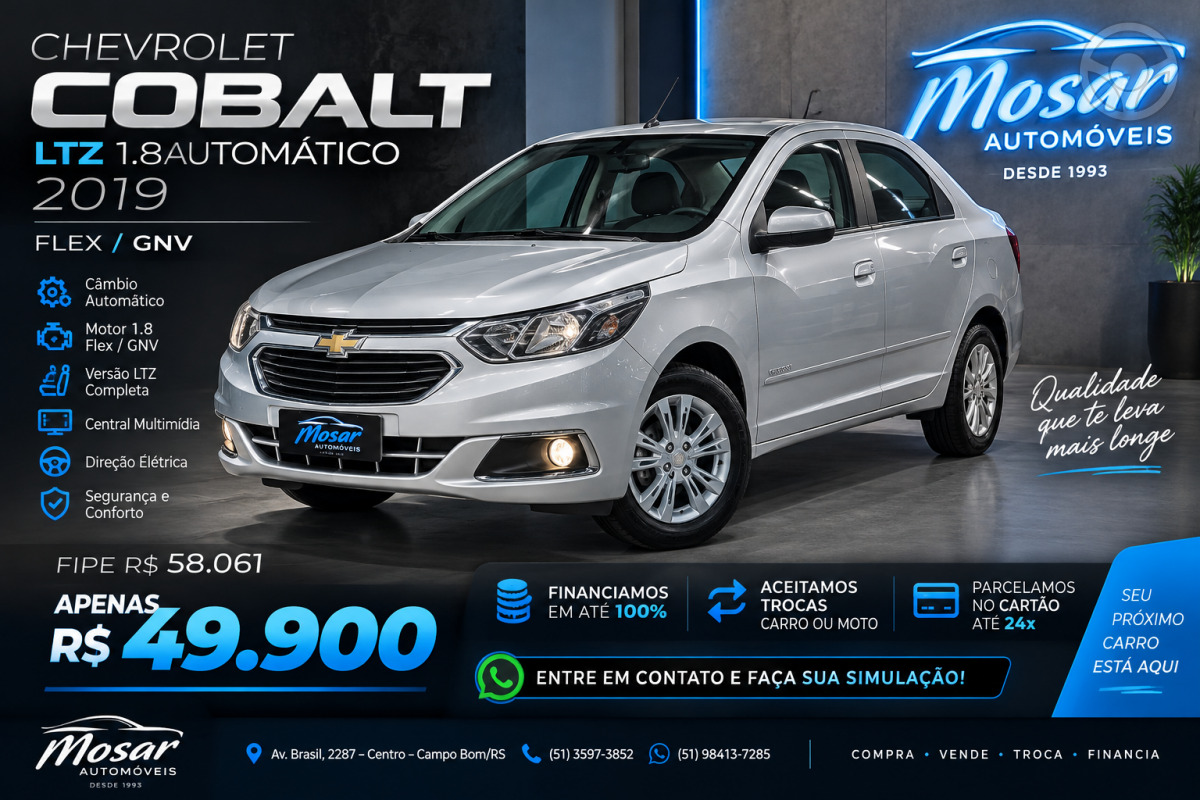 COBALT 1.8 MPFI LTZ 8V FLEX 4P AUTOMÁTICO - 2019 - CAMPO BOM