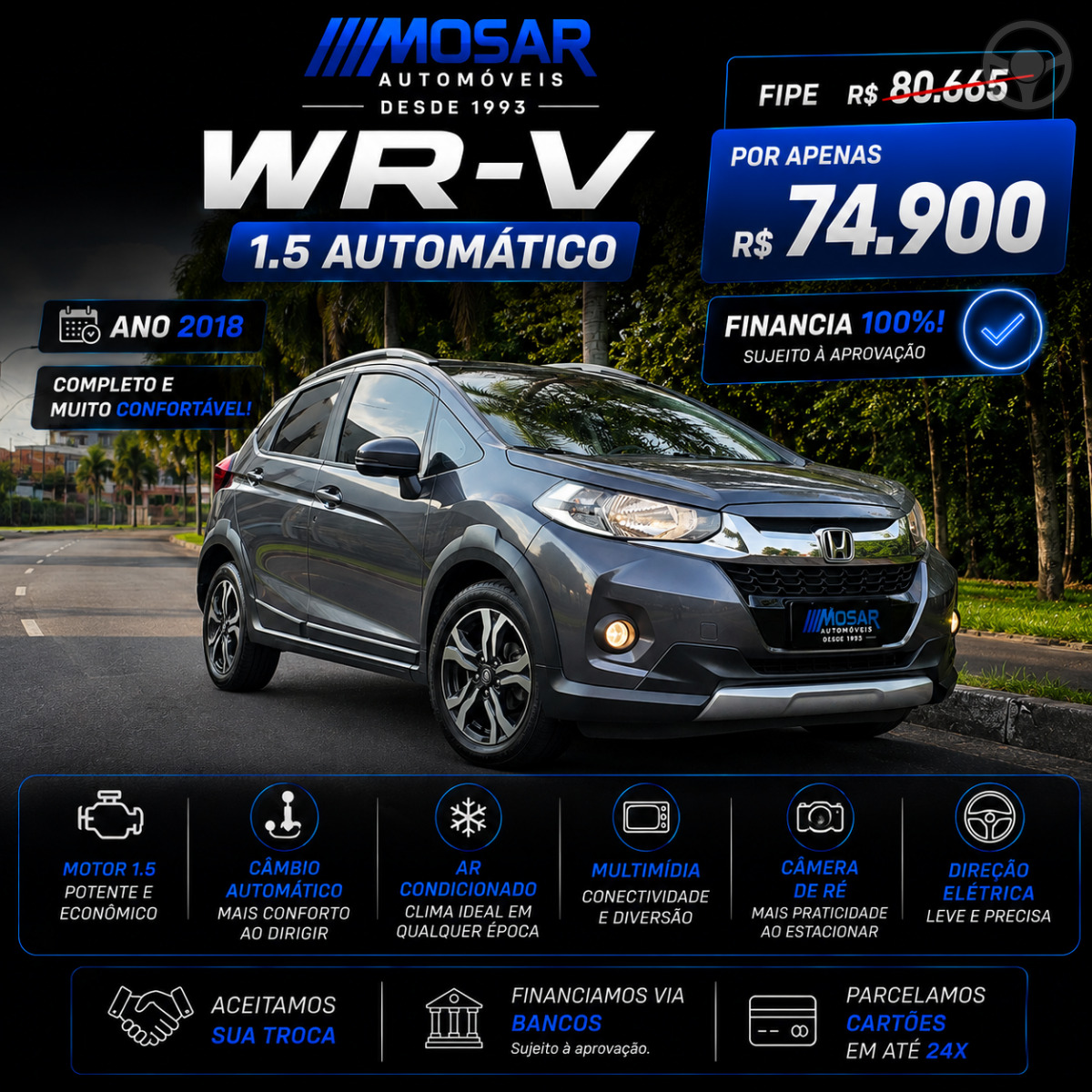 WRV 1.5 16V FLEXONE EXL CVT - 2018 - CAMPO BOM