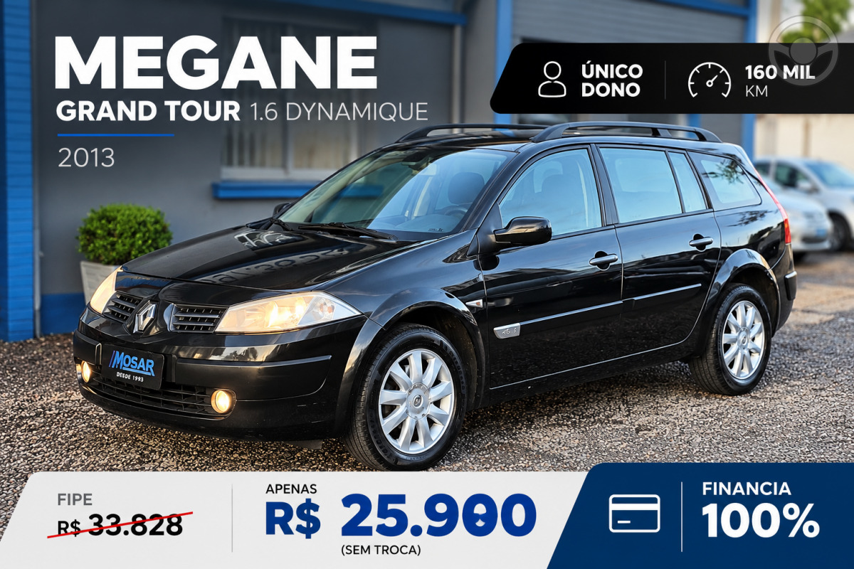 MÉGANE 1.6 DYNAMIQUE GRAND TOUR 16V FLEX 4P MANUAL - 2013 - CAMPO BOM