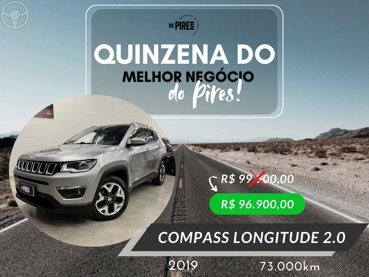 COMPASS 2.0 16V FLEX LONGITUDE AUTOMÁTICO - 2019 - CAXIAS DO SUL