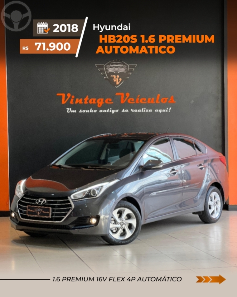 HB20S 1.6 PREMIUM 16V FLEX 4P AUTOMÁTICO - 2018 - CAXIAS DO SUL