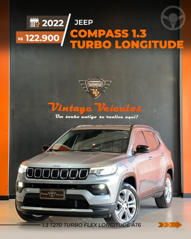 COMPASS 1.3 LONGITUDE T270 16V TURBO 4X2 FLEX 4P AUTOMÁTICO - 2022 - CAXIAS DO SUL
