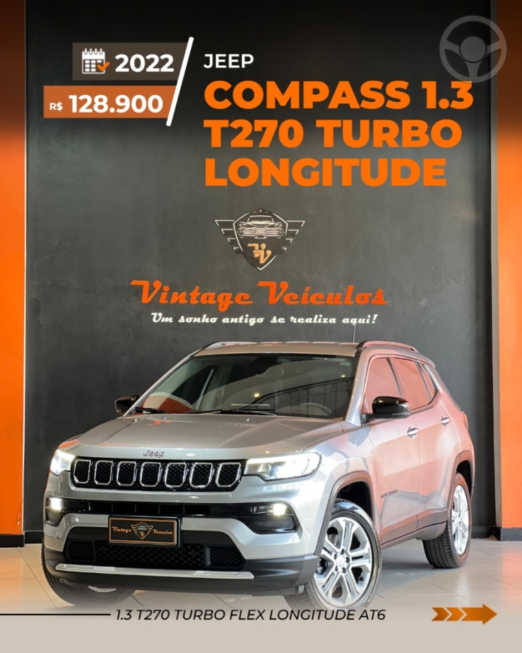 COMPASS 1.3 LONGITUDE T270 16V TURBO FLEX 4P AUTOMÁTICO - 2022 - CAXIAS DO SUL