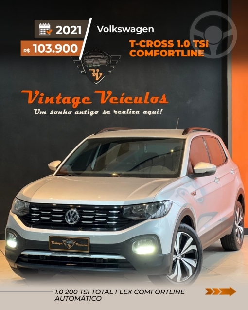 T-CROSS 1.0 COMFORTLINE TSI FLEX 4P AUTOMÁTICO - 2021 - CAXIAS DO SUL